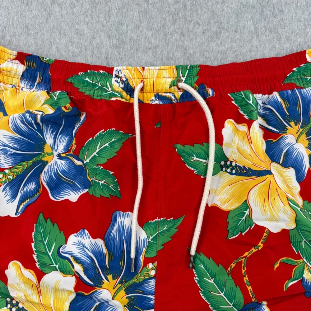 Polo Ralph Lauren Swim Shorts Mens 2XB Red Floral Traveler Hawaiian Trunks